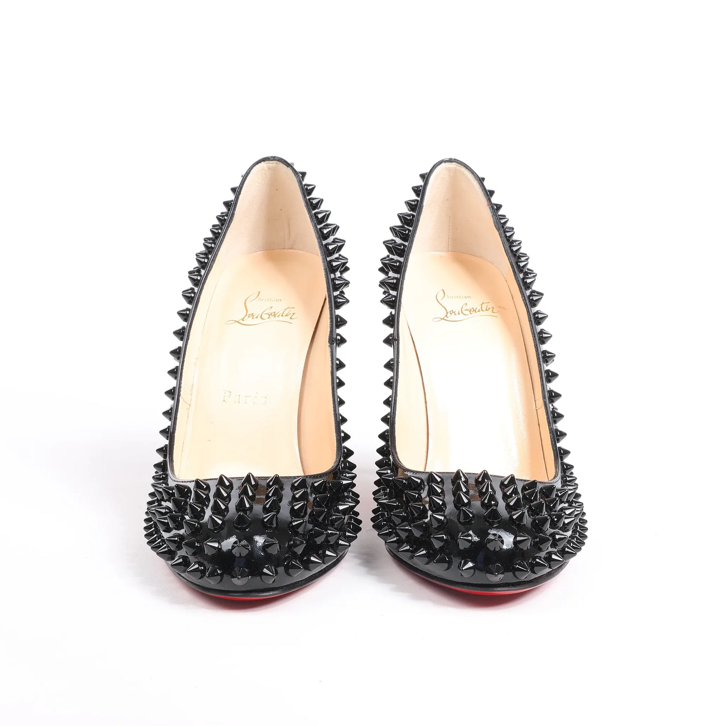 Christian Louboutin Spike Studs Patent Leather Pumps in Black, Size 38 EU