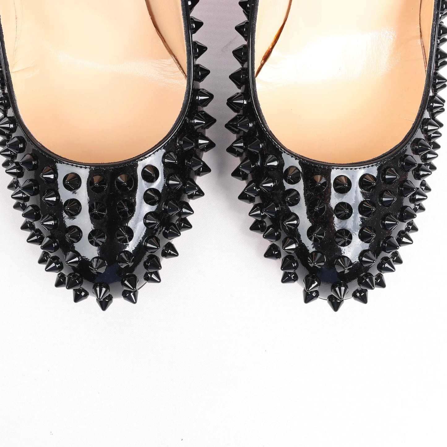 Christian Louboutin Spike Studs Patent Leather Pumps in Black, Size 38 EU
