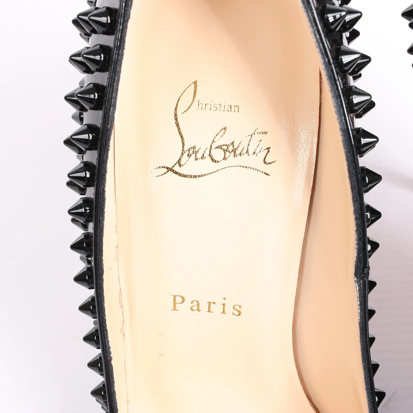 Christian Louboutin Spike Studs Patent Leather Pumps in Black, Size 38 EU