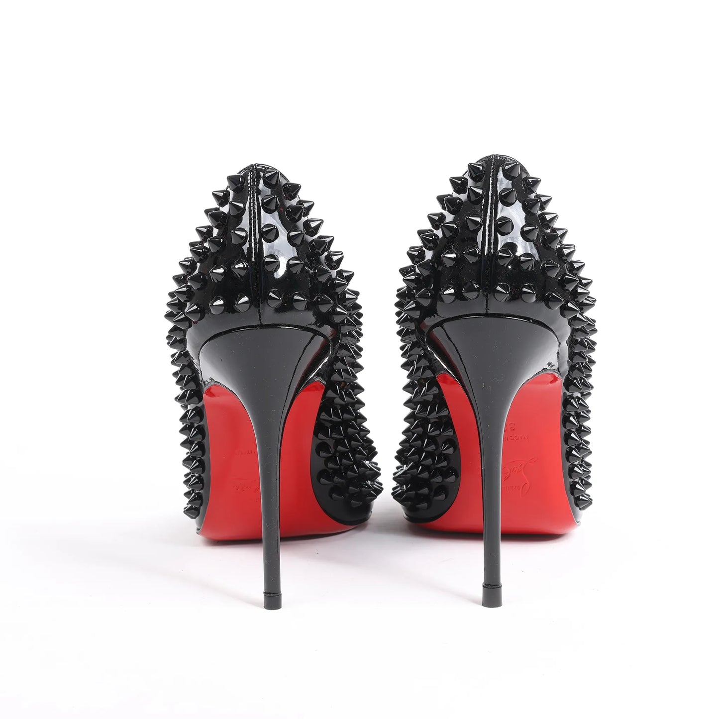 Christian Louboutin Spike Studs Patent Leather Pumps in Black, Size 38 EU