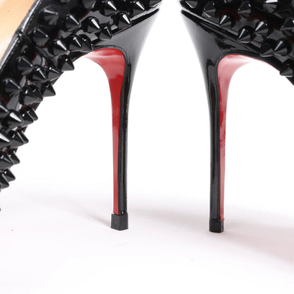 Christian Louboutin Spike Studs Patent Leather Pumps in Black, Size 38 EU