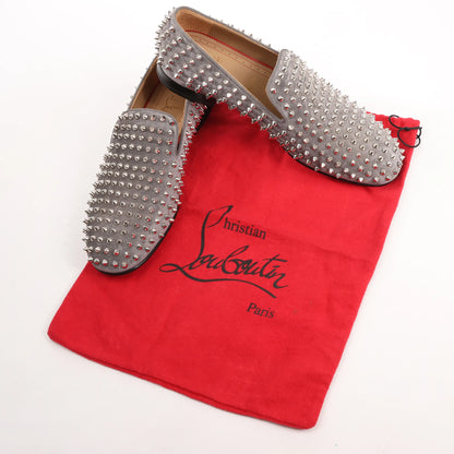 Christian Louboutin Spike Studs Leather Slip-on in Gray, Size 43 EU