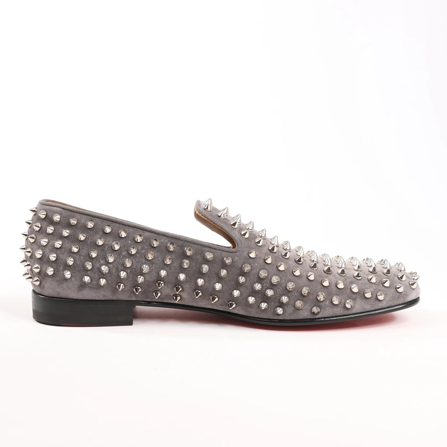 Christian Louboutin Spike Studs Leather Slip-on in Gray, Size 43 EU