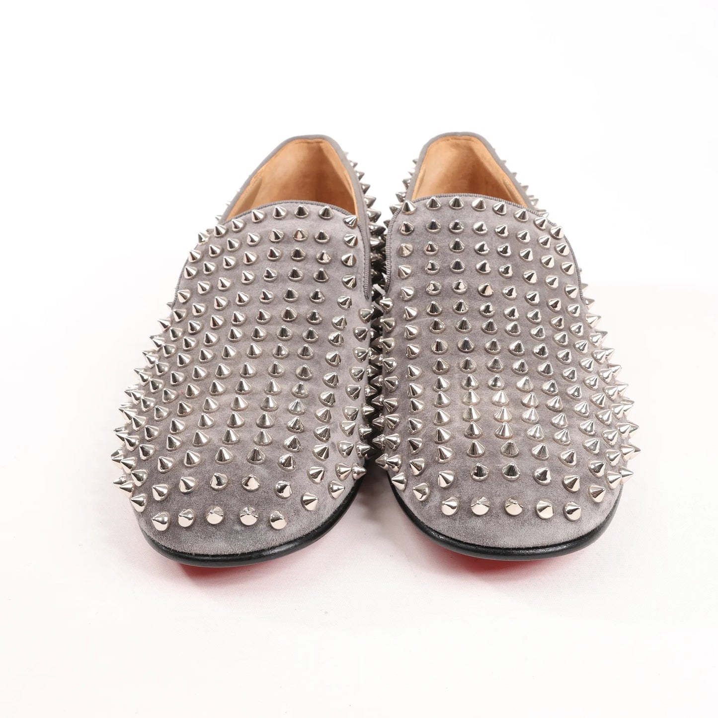 Christian Louboutin Spike Studs Leather Slip-on in Gray, Size 43 EU