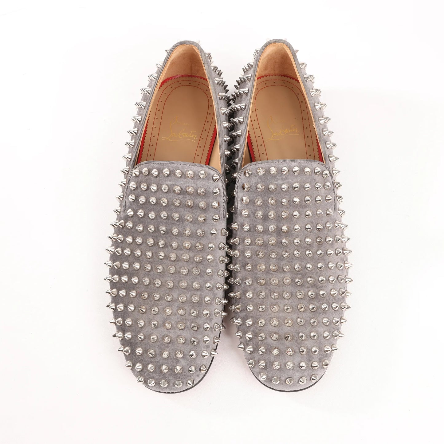 Christian Louboutin Spike Studs Leather Slip-on in Gray, Size 43 EU