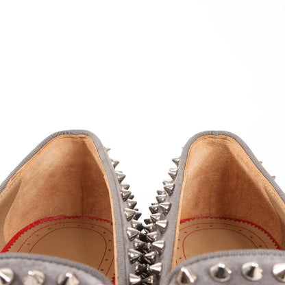 Christian Louboutin Spike Studs Leather Slip-on in Gray, Size 43 EU