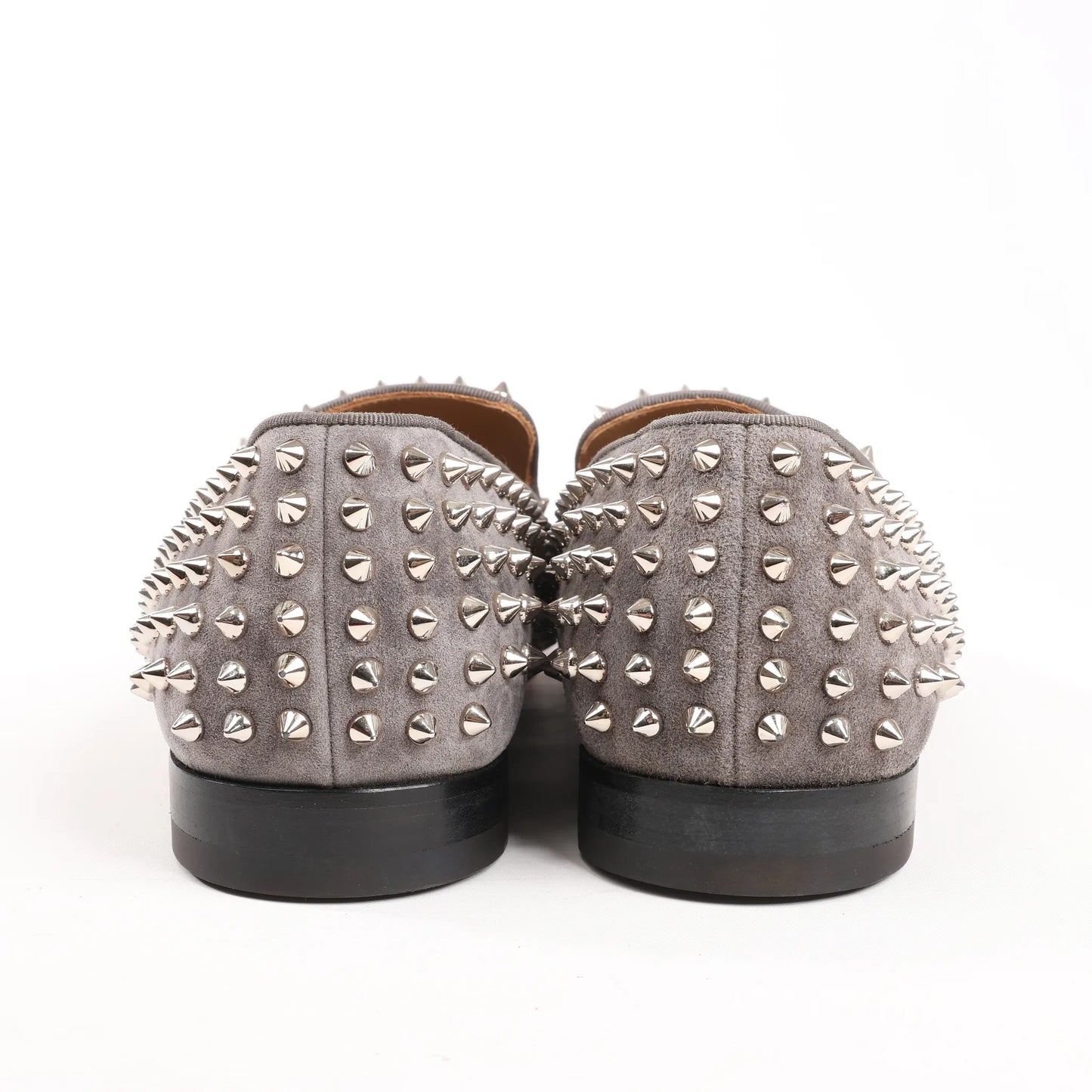 Christian Louboutin Spike Studs Leather Slip-on in Gray, Size 43 EU