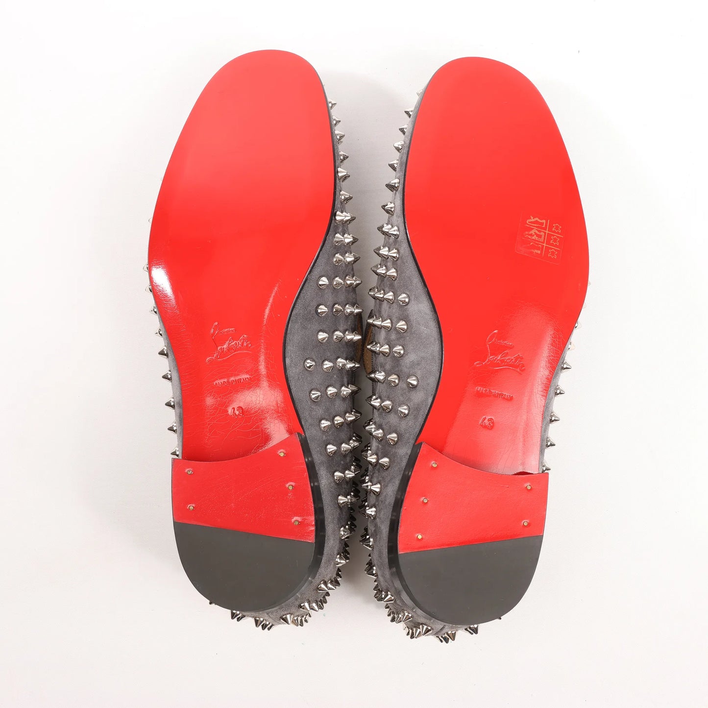 Christian Louboutin Spike Studs Leather Slip-on in Gray, Size 43 EU