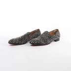Christian Louboutin - Zapatos sin cordones de piel con tachuelas en negro, talla 42
