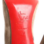 Christian Louboutin Mrs Baba 100 Suede Booties in Taupe, Size 37 EU