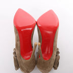 Christian Louboutin Mrs Baba 100 Suede Booties in Taupe, Size 37 EU