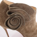 Christian Louboutin Mrs Baba 100 Suede Booties in Taupe, Size 37 EU