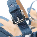 Christian Louboutin Katacrow Denim Wedge Sole Sandals in Blue, Size 38 EU