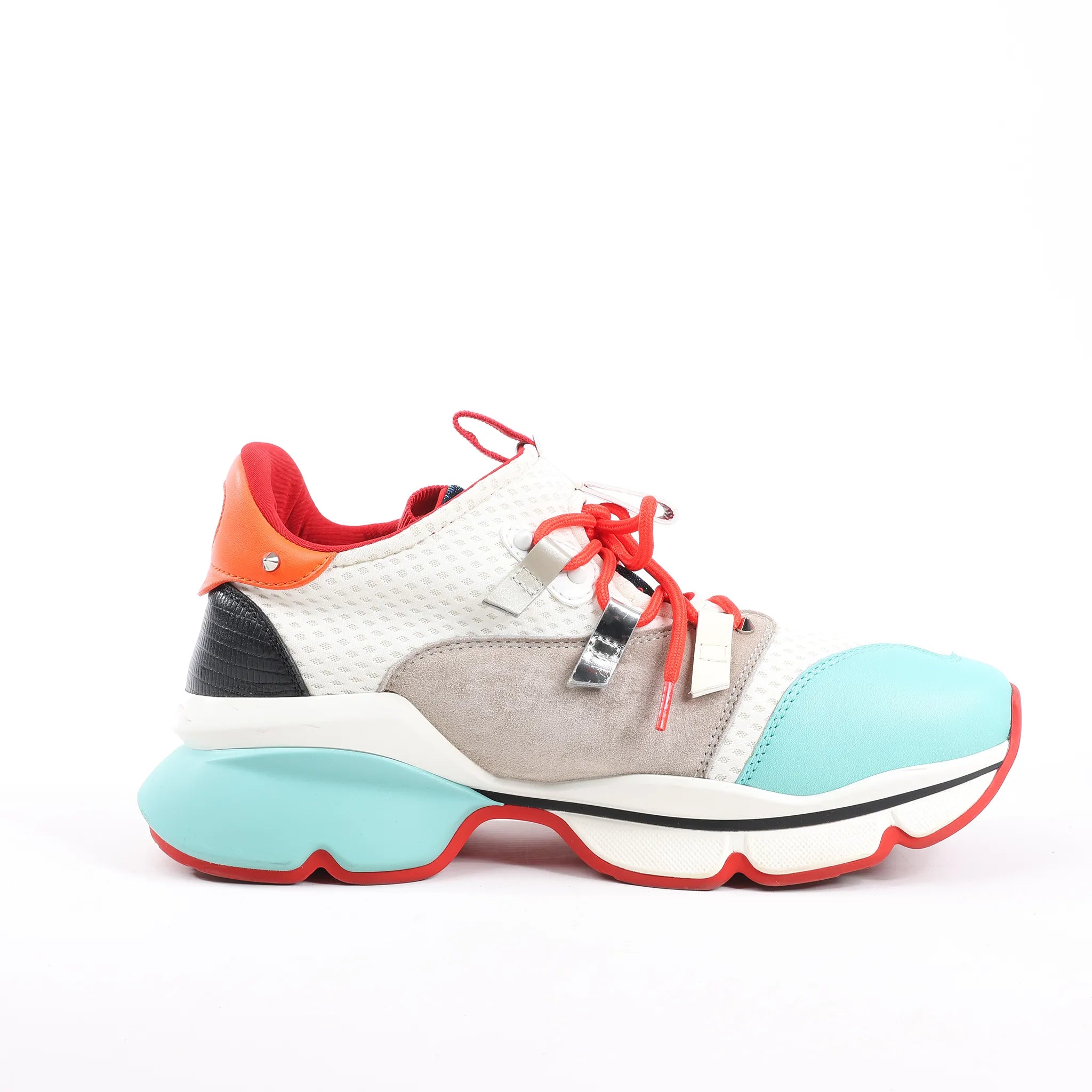 Christian Louboutin Red Runner Leather Sneakers in Multicolor, Size 42 EU