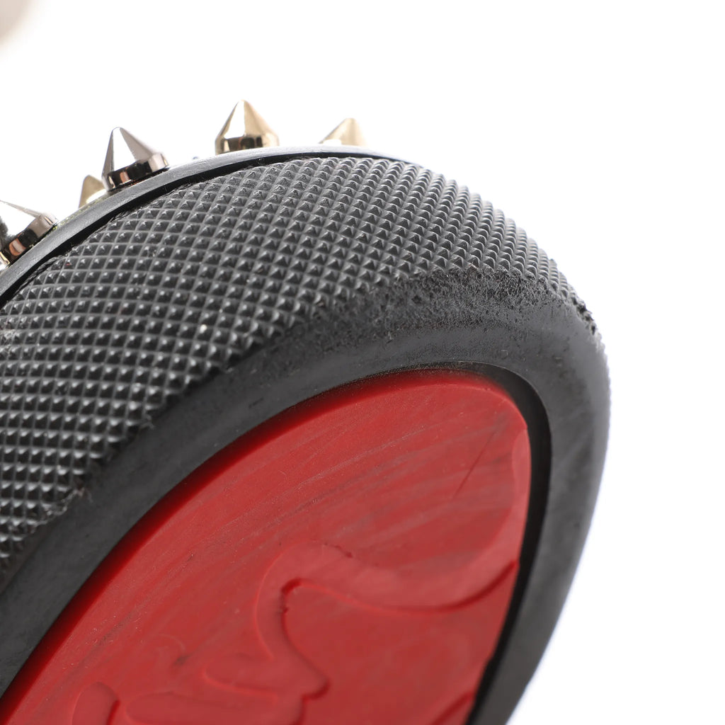 Christian Louboutin Roller Boat Spike Studs Patent Leather Slip-on in Brown x Green, Size 42 EU