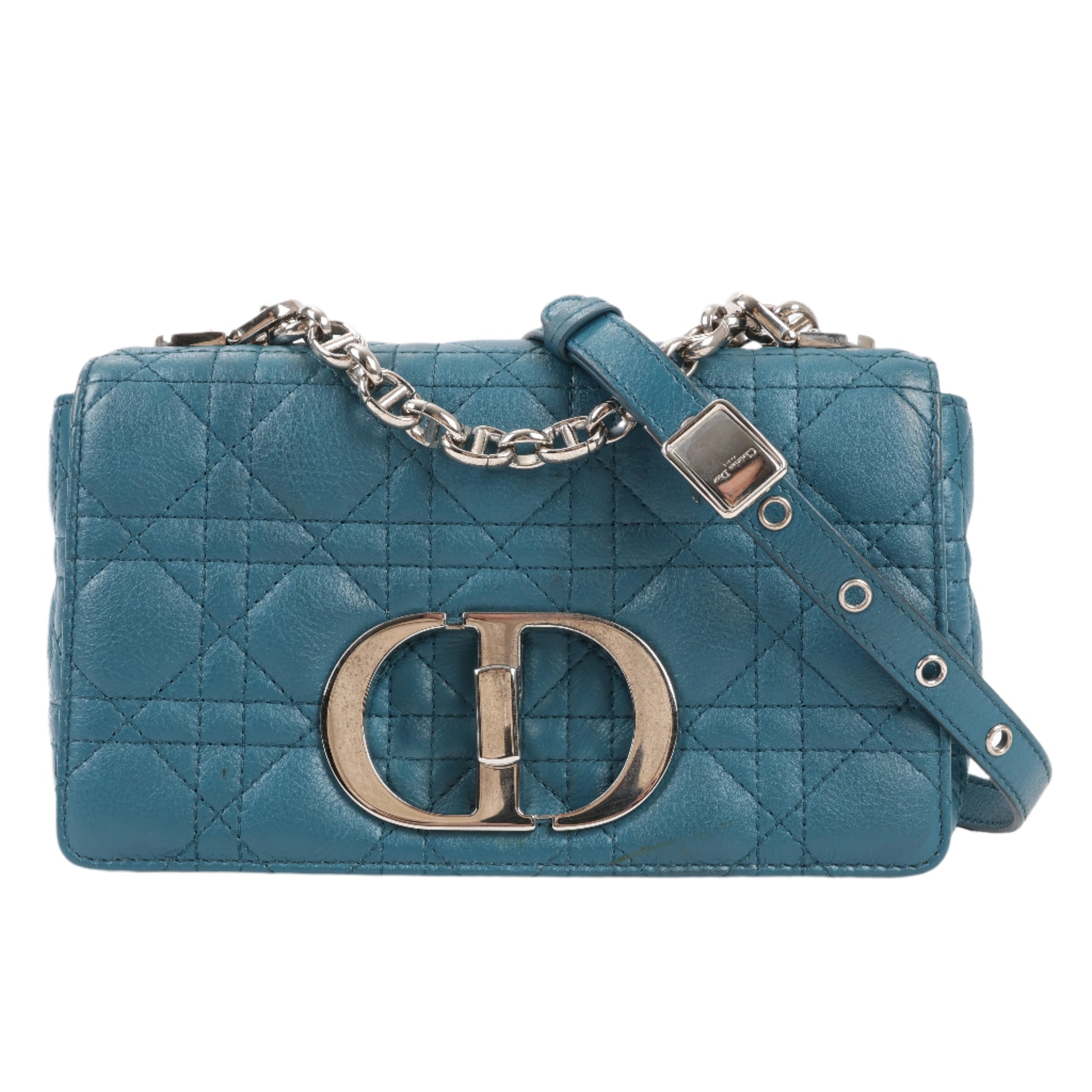 Christian Dior Caro Leather Chain Shoulder Bag in Blue