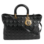 Dior Lady Dior Large Cannage Leather 2Way Handbag in Black