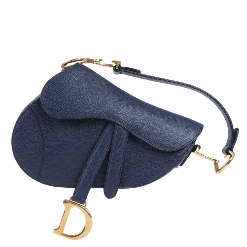Dior Saddle Mini Bag Leather Handbag in Navy Blue