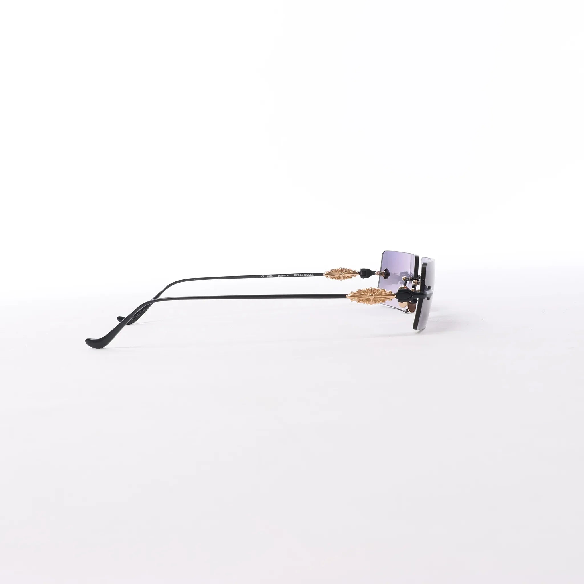Chrome Hearts HELLZ BELLZ Gold Plated Sunglasses in Gray