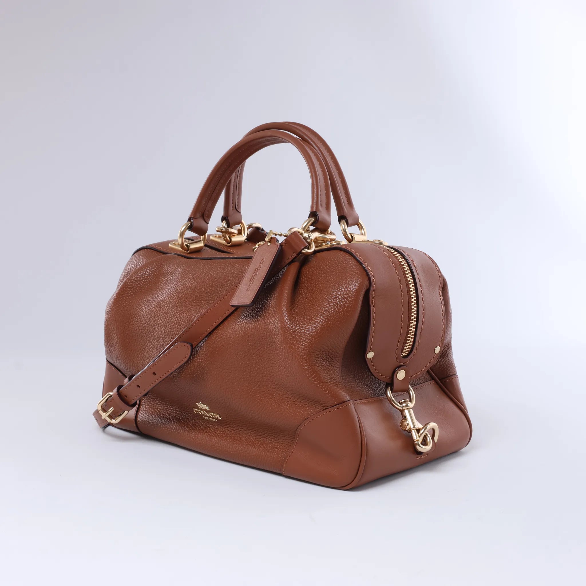 Coach Lane Satchel Leather 2Way Handbag in Brown