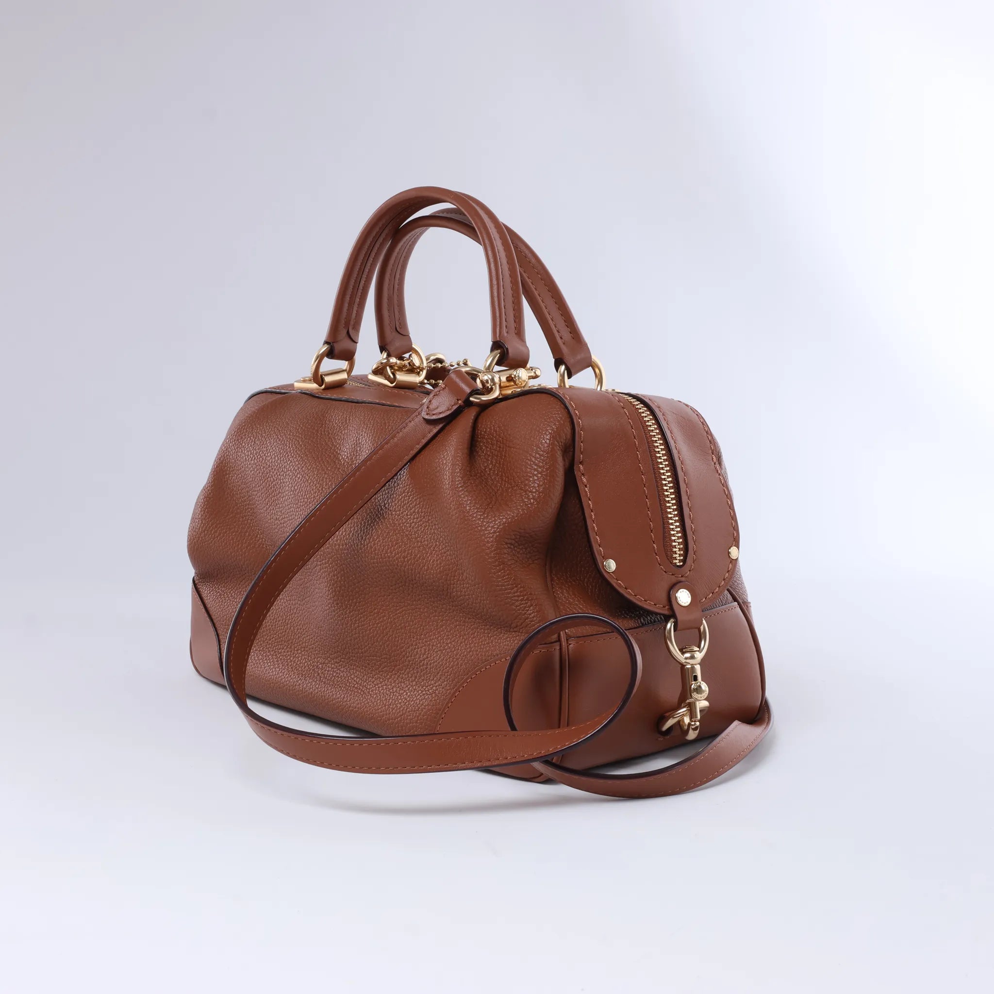 Coach Lane Satchel Leather 2Way Handbag in Brown