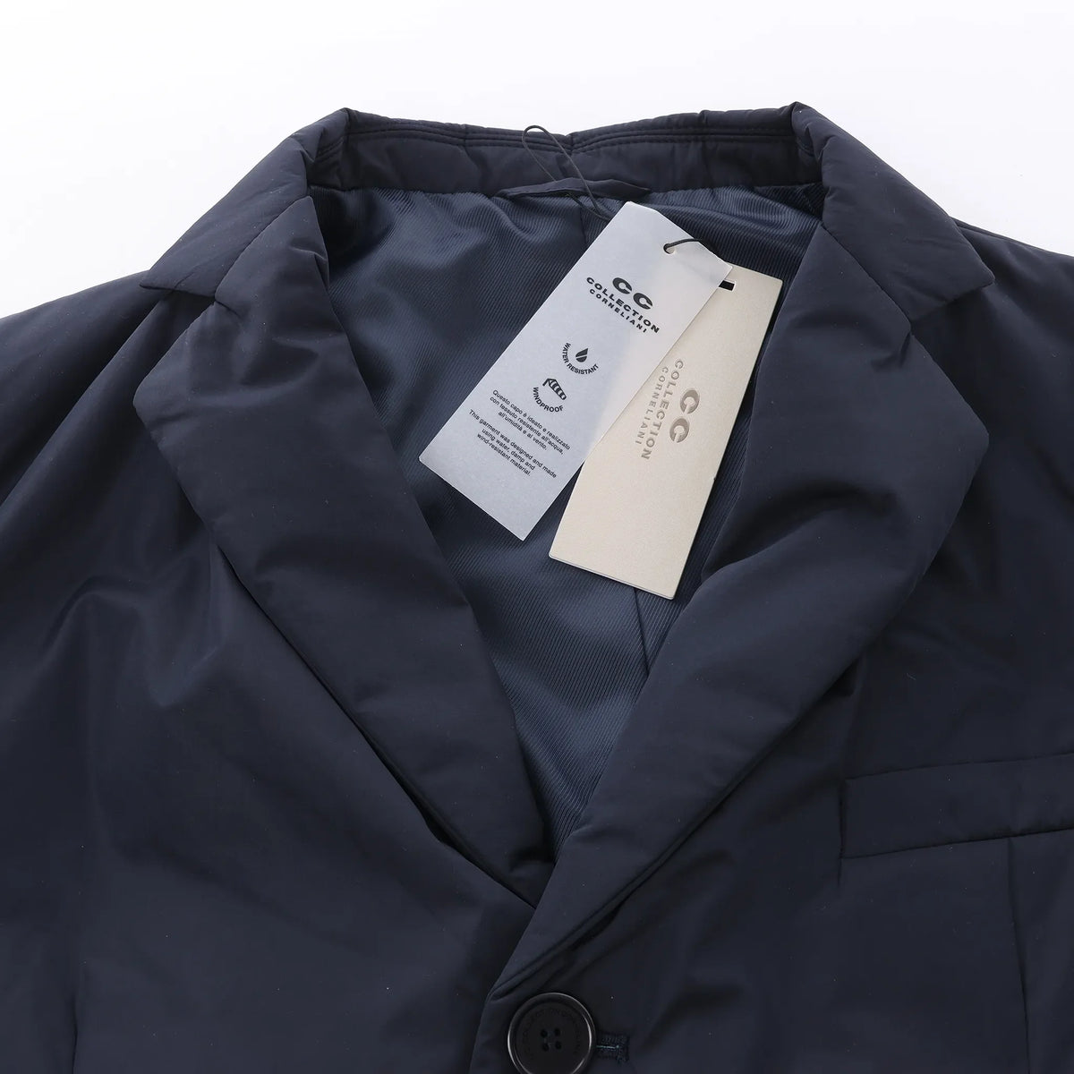 CC Collection Corneliani Puffer Jacket in Navy Blue, Size 50 IT