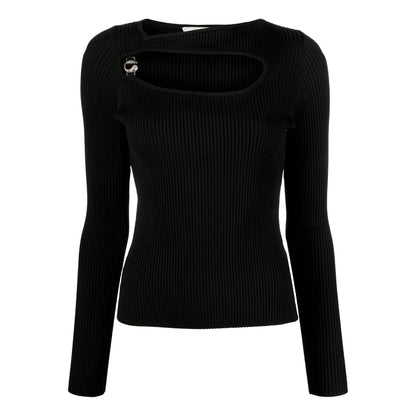 Haut en maille côtelée découpée Coperni, noir, taille L