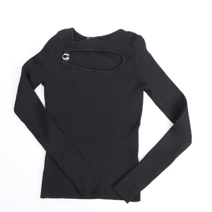 Haut en maille côtelée découpée Coperni, noir, taille L