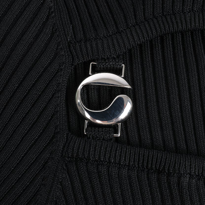 Haut en maille côtelée découpée Coperni, noir, taille L
