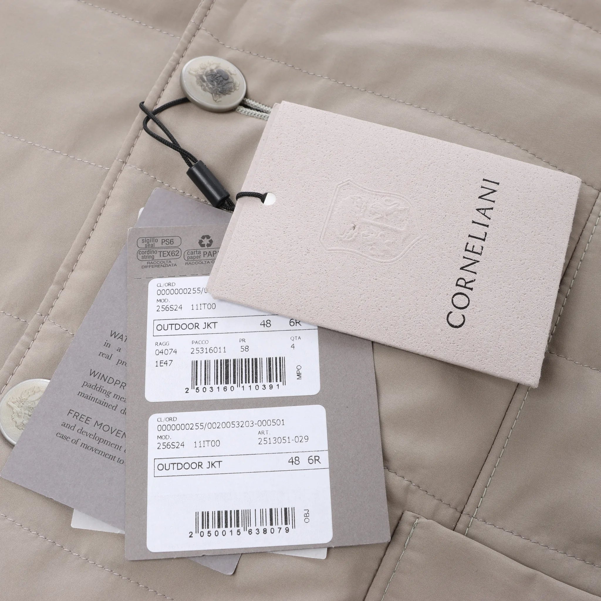 Corneliani Wool Jacket in Beige, Size 48 IT