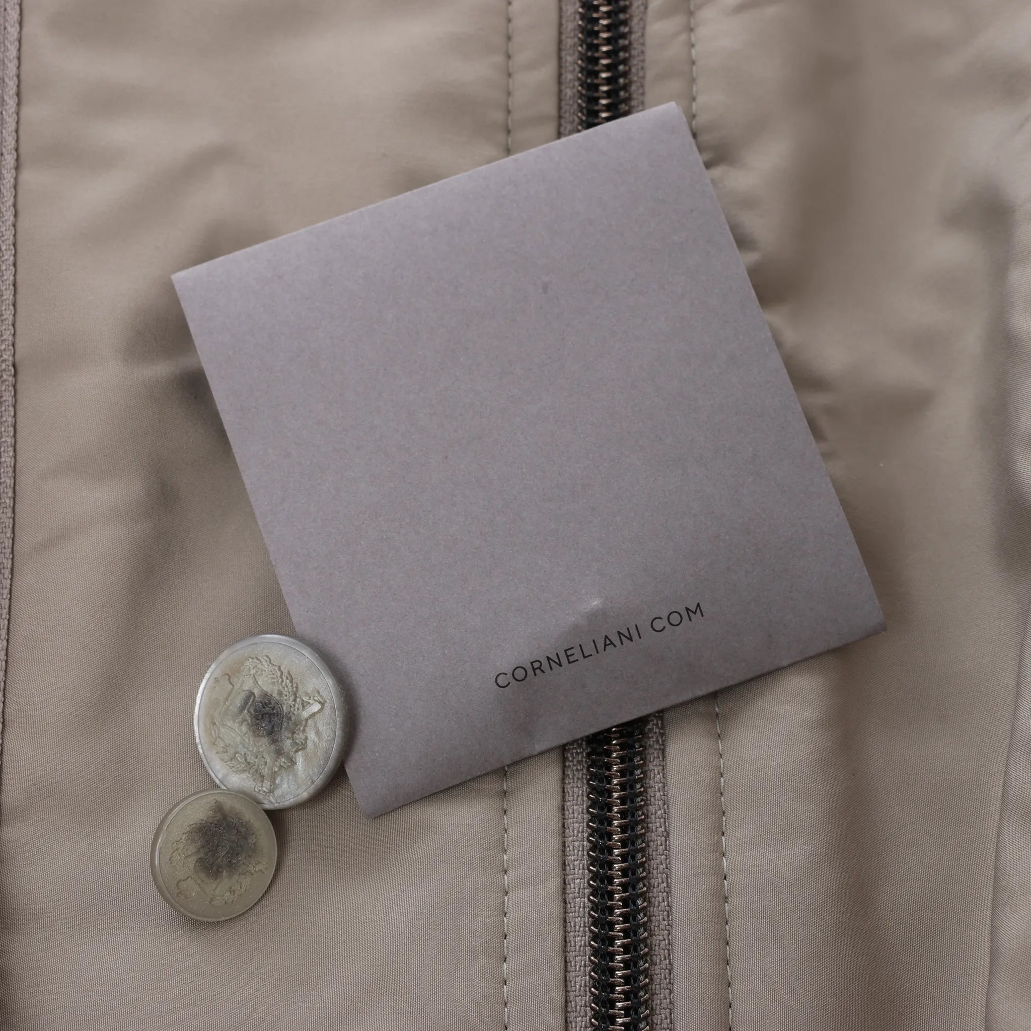 Corneliani Wool Jacket in Beige, Size 48 IT
