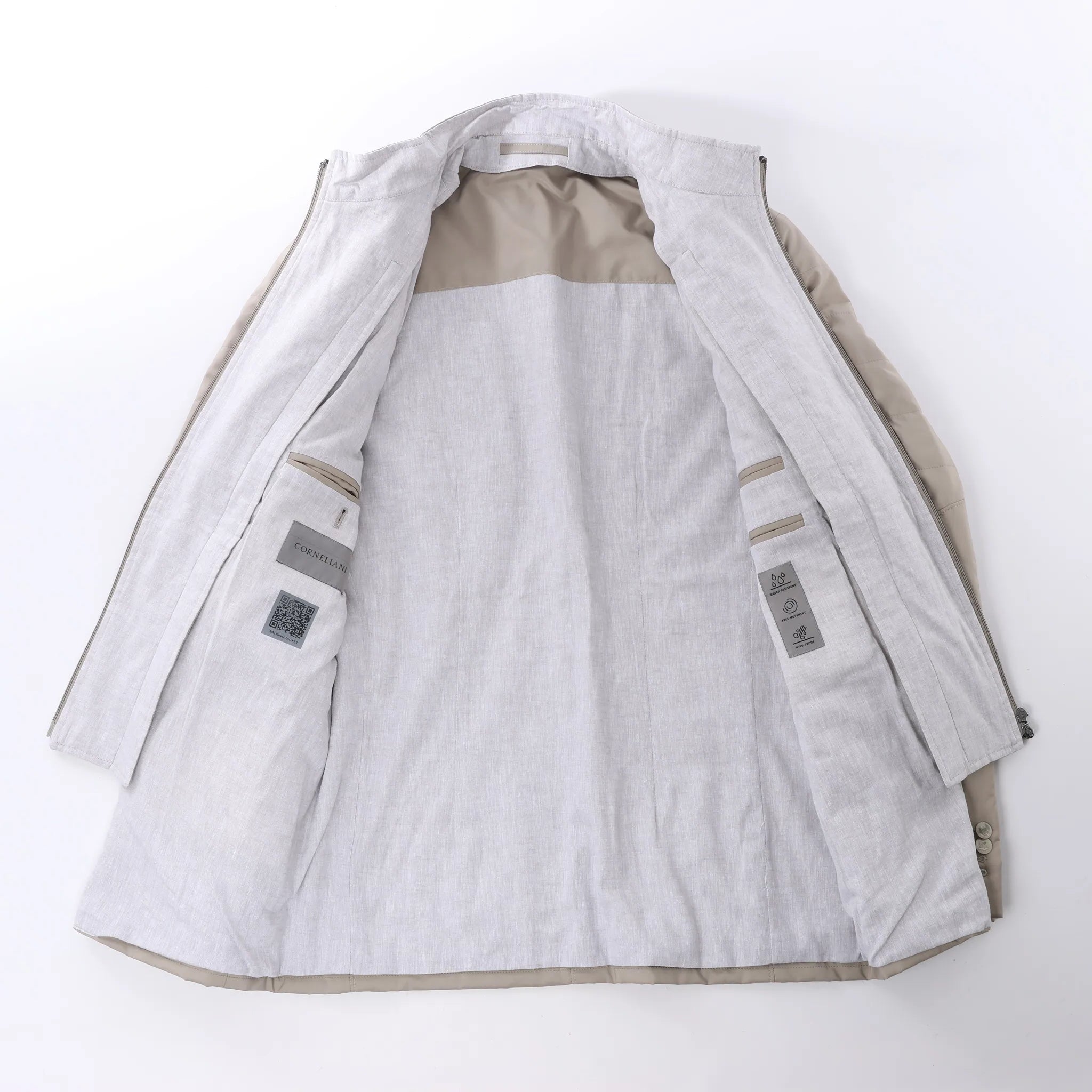Corneliani Wool Jacket in Beige, Size 48 IT