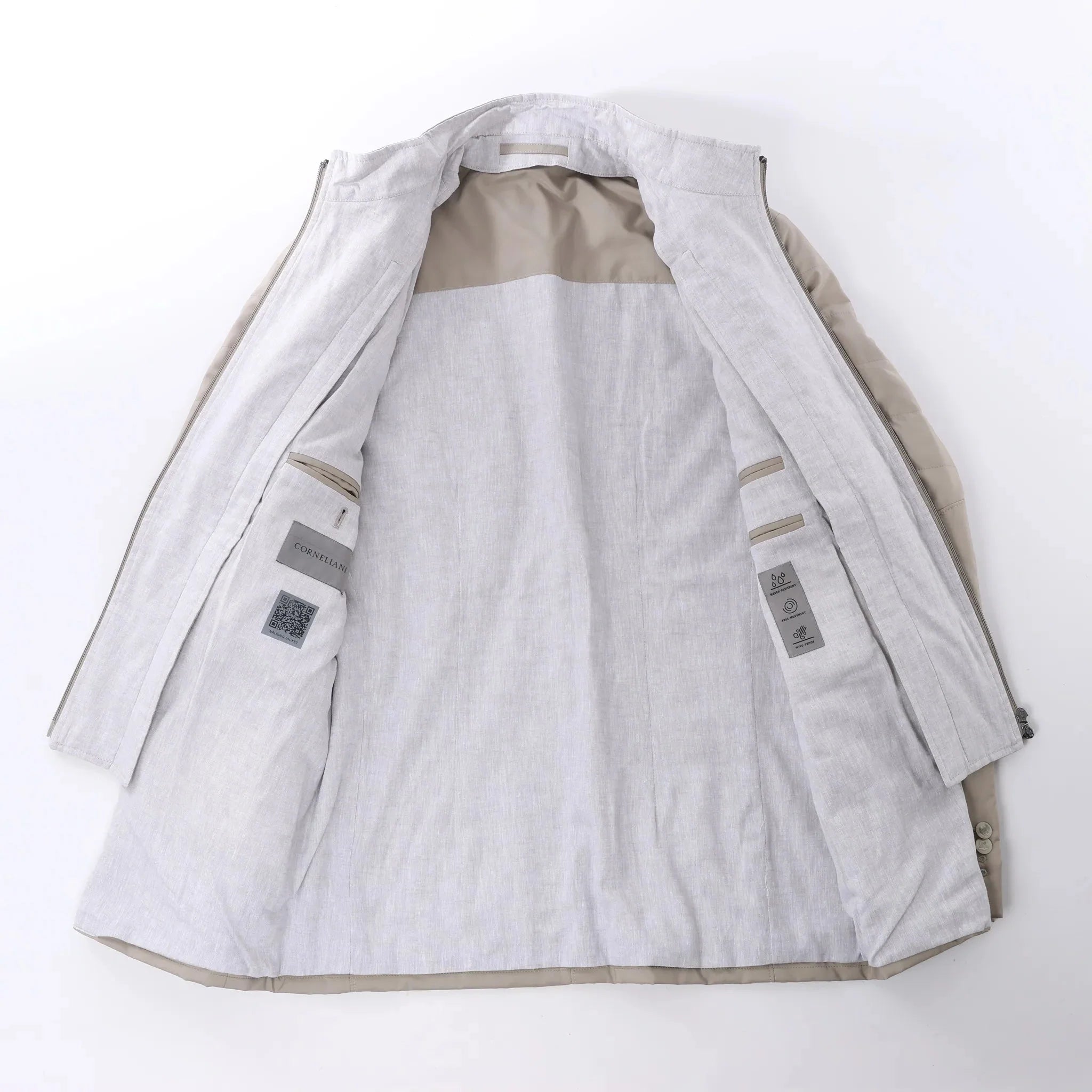 Corneliani Wool Jacket in Beige, Size 48 IT