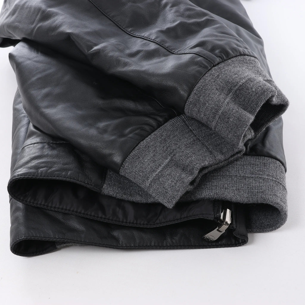 Corneliani Leather Double Side Jacket in Black, Size 50 IT