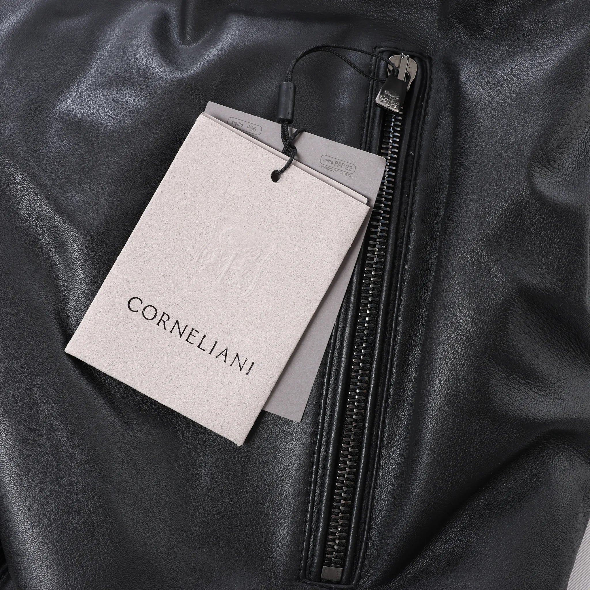 Corneliani Leather Double Side Jacket in Black, Size 50 IT