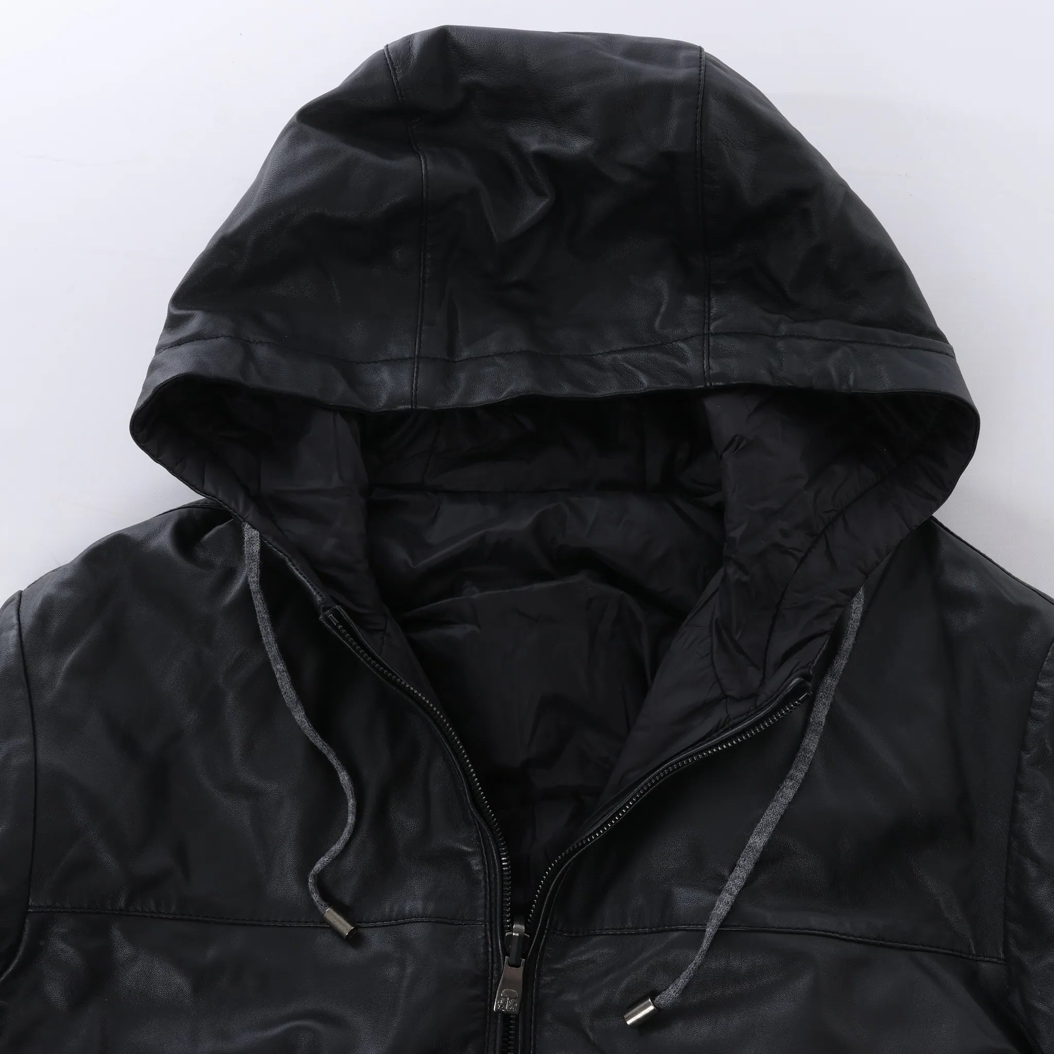 Corneliani Leather Double Side Jacket in Black, Size 50 IT