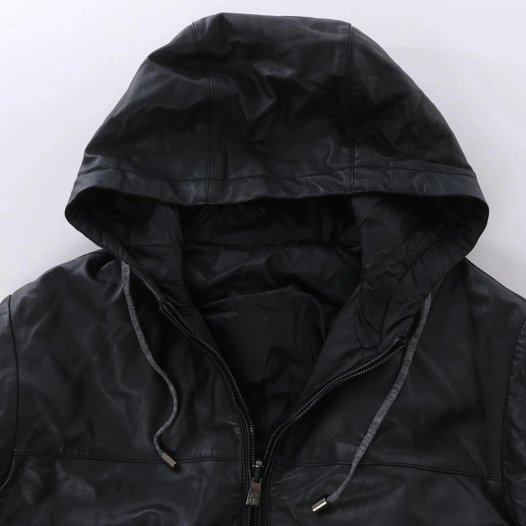 Corneliani Leather Double Side Jacket in Black, Size 50 IT