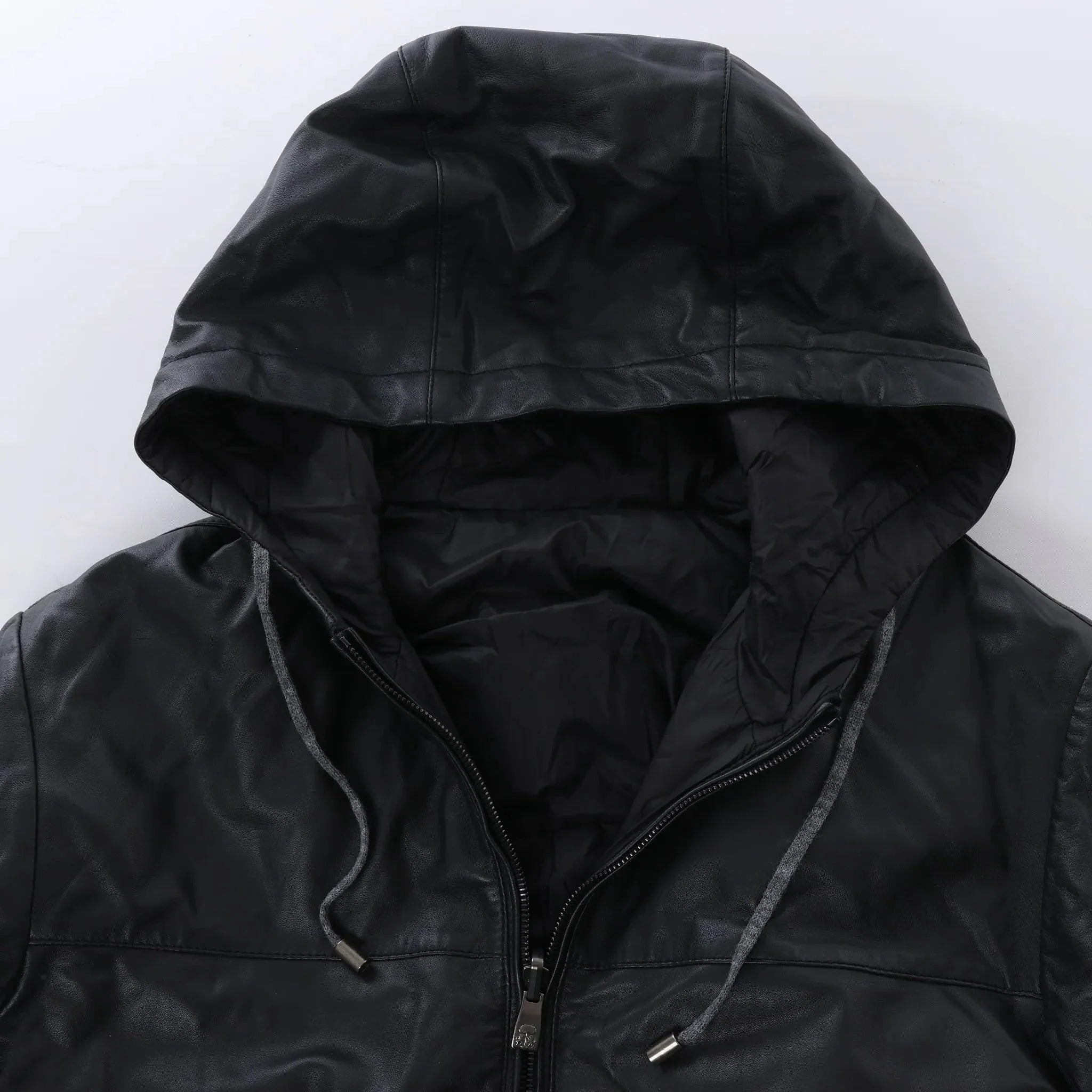 Corneliani Leather Double Side Jacket in Black, Size 50 IT