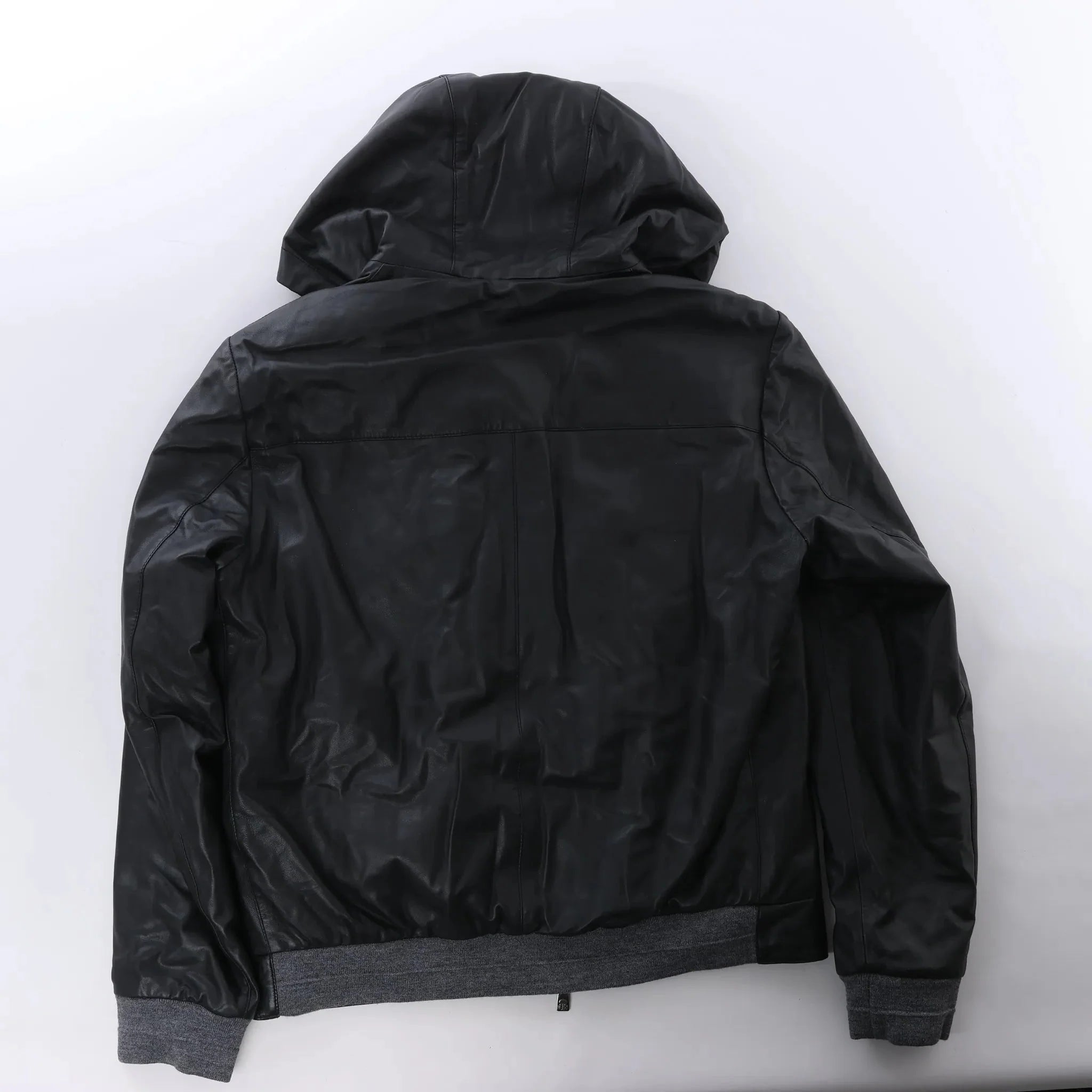 Corneliani Leather Double Side Jacket in Black, Size 50 IT
