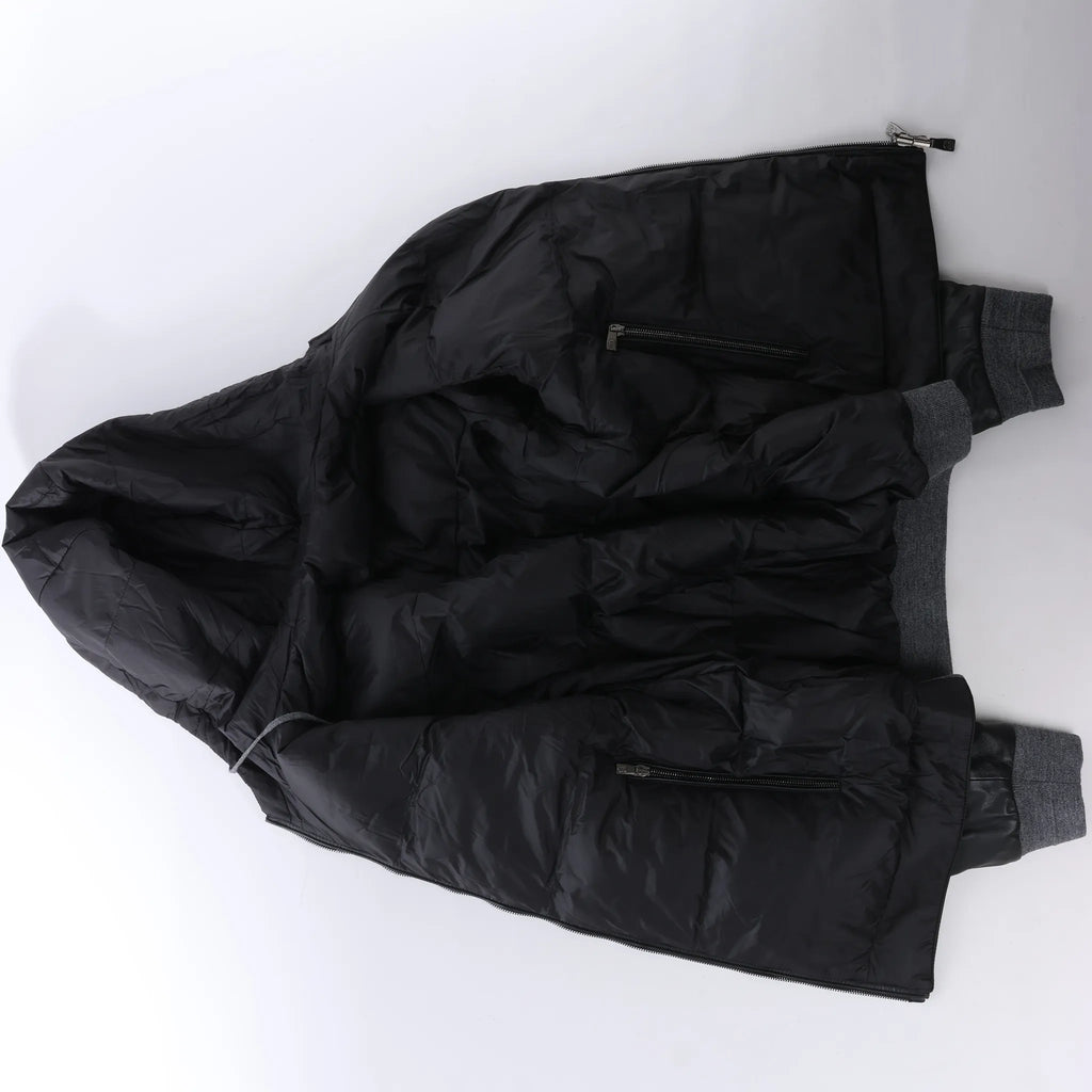 Corneliani Leather Double Side Jacket in Black, Size 50 IT