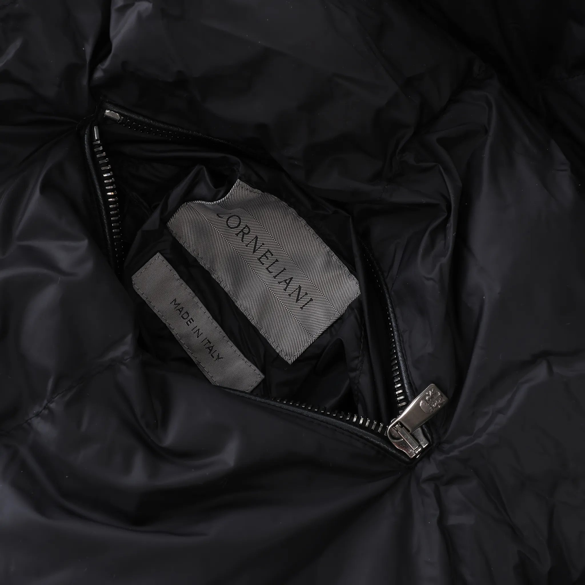 Corneliani Leather Double Side Jacket in Black, Size 50 IT