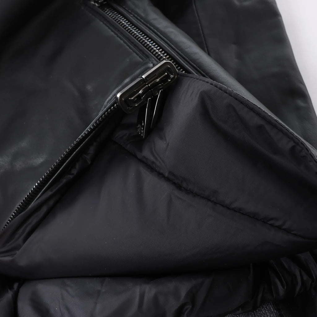 Corneliani Leather Double Side Jacket in Black, Size 50 IT