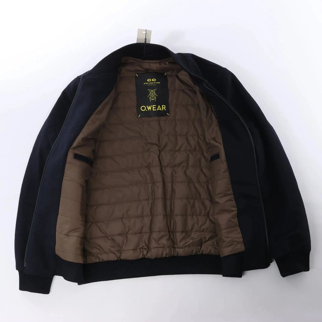 Corneliani O.Wear Bomber Jacket in Navy Blue, Size 50 IT