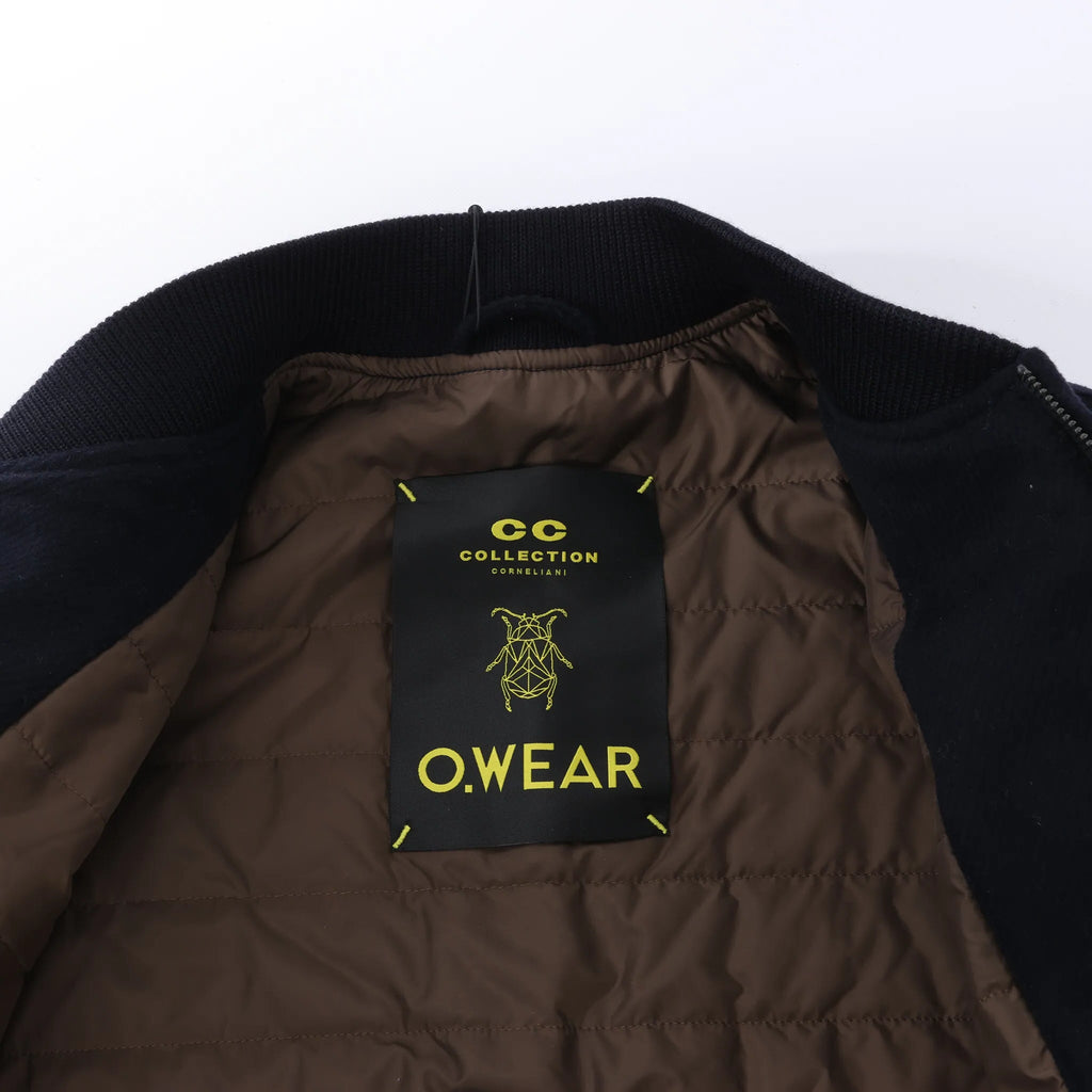 Corneliani O.Wear Bomber Jacket in Navy Blue, Size 50 IT