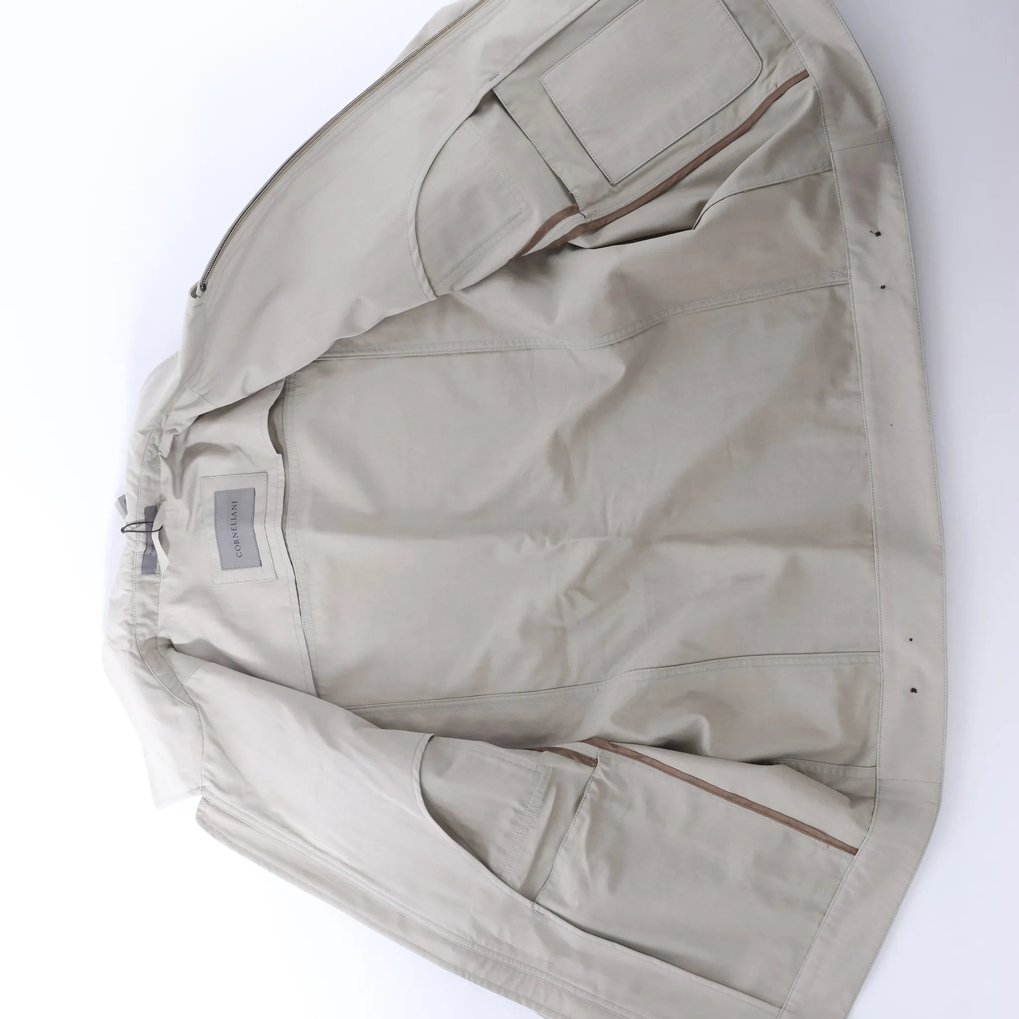 Corneliani Cotton Jacket in Greenish Gray, Size 50 IT