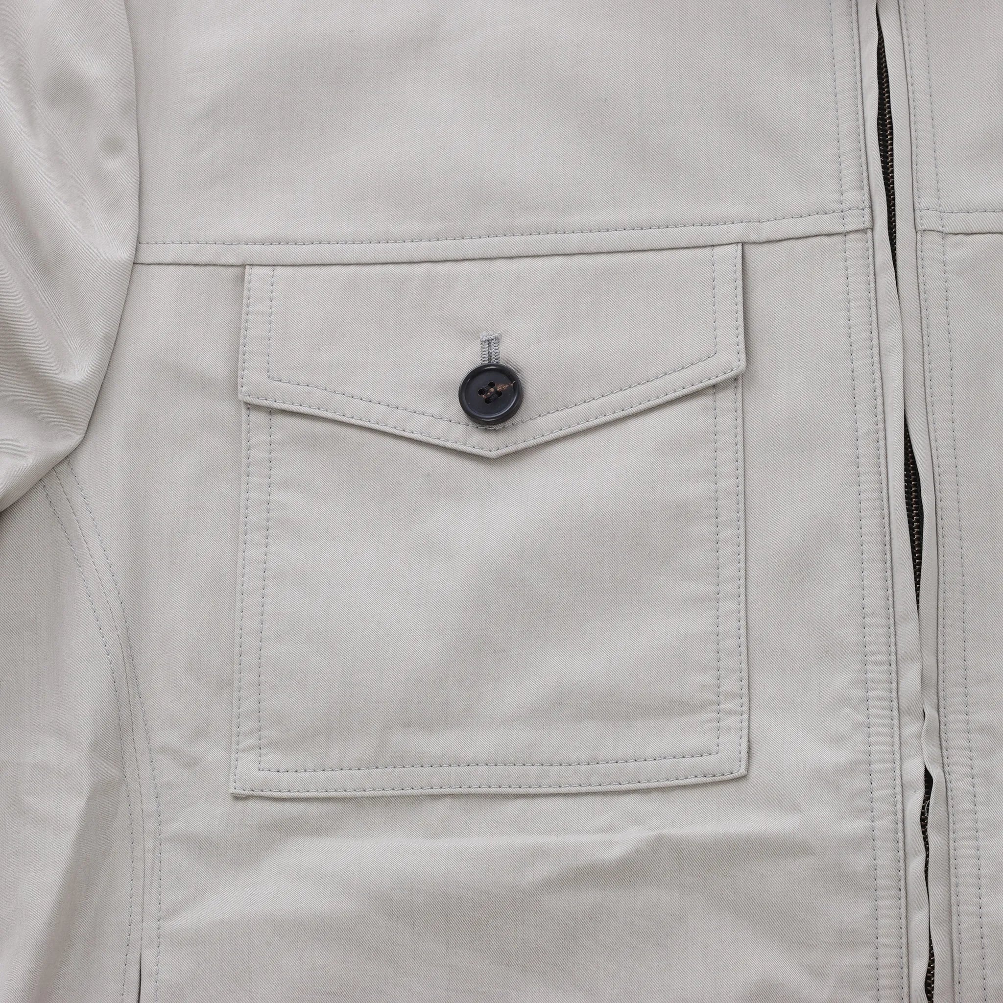Corneliani Cotton Jacket in Greenish Gray, Size 50 IT