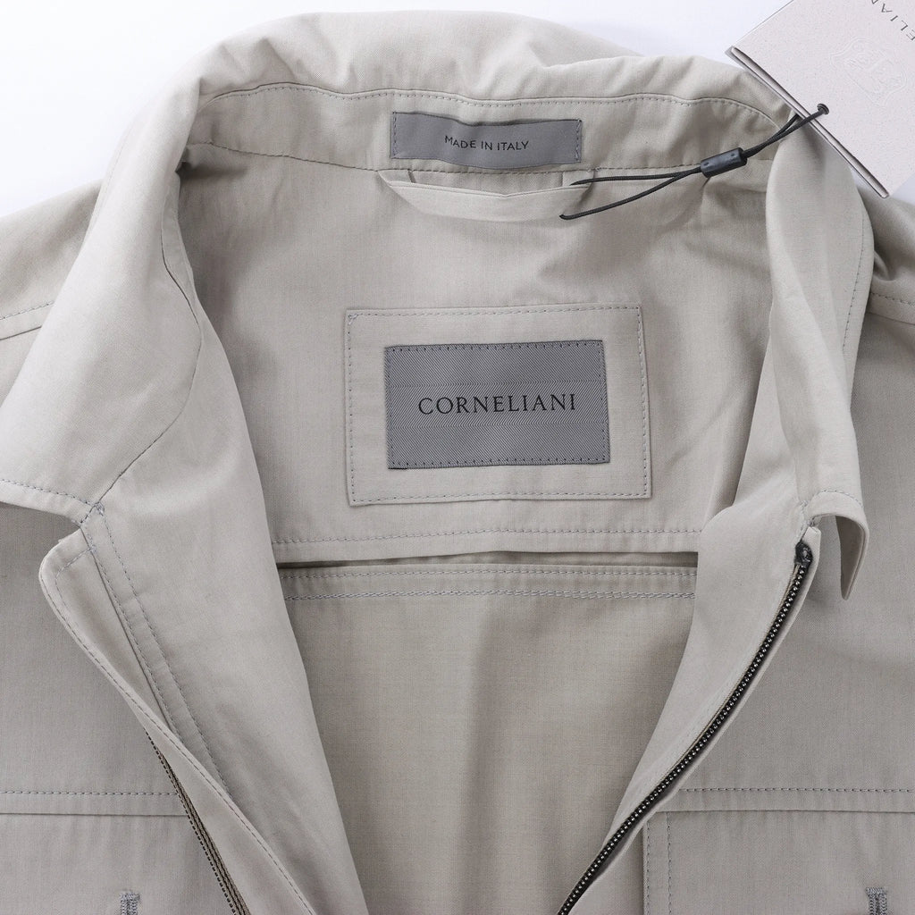 Corneliani Cotton Jacket in Greenish Gray, Size 50 IT