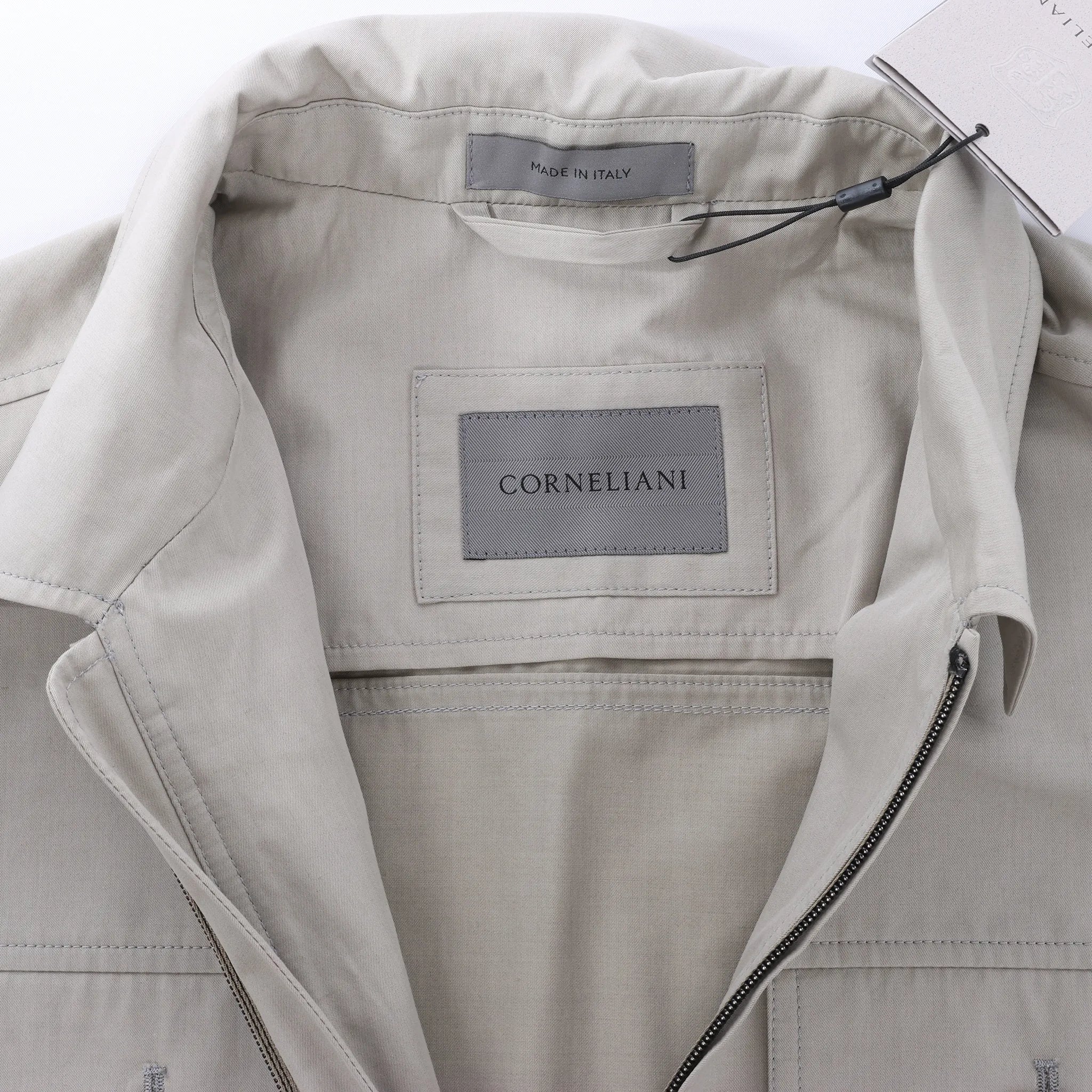 Corneliani Cotton Jacket in Greenish Gray, Size 50 IT