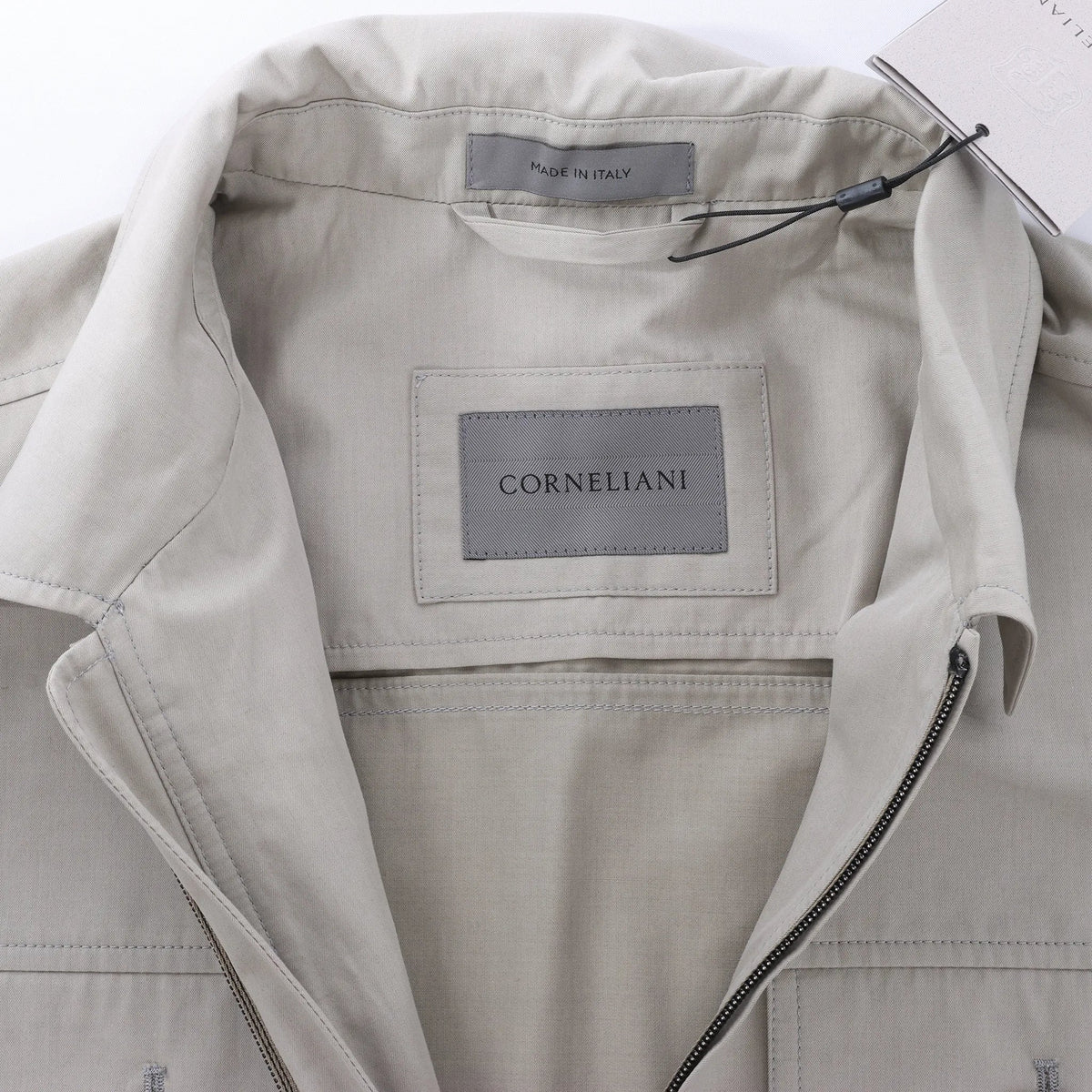 Corneliani Cotton Jacket in Greenish Gray, Size 50 IT