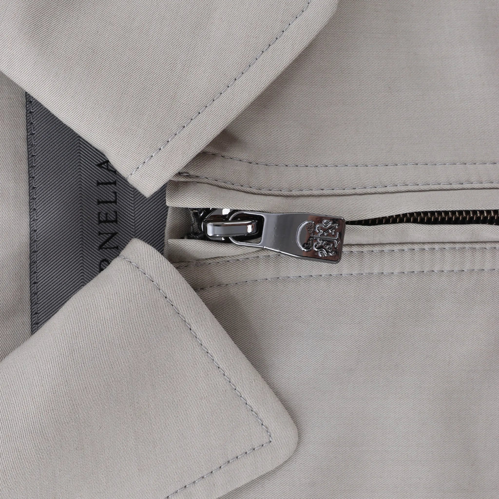 Corneliani Cotton Jacket in Greenish Gray, Size 50 IT